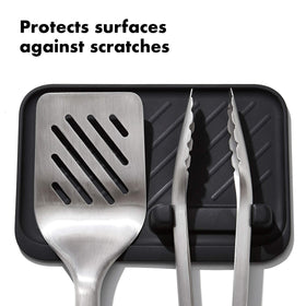 OXO Good Grips Grilling Tools Rest silicone material withstands heat and cleans easily.