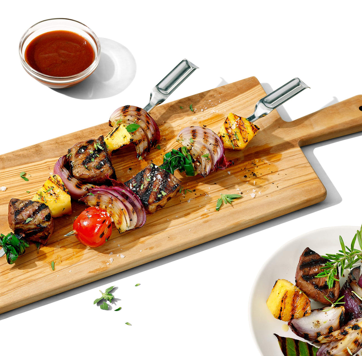 OXO Good Grips skewers with flat design for easy loading and turning