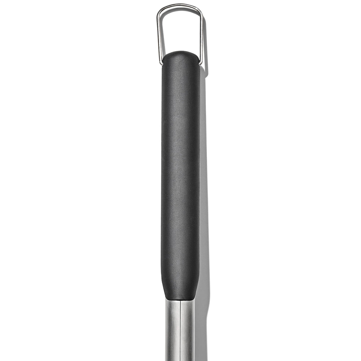OXO metal scraper with cut-outs for deep grate cleaning