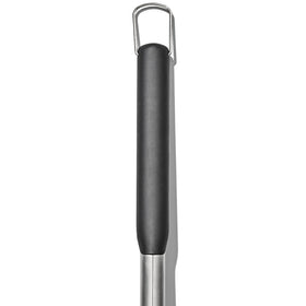 OXO metal scraper with cut-outs for deep grate cleaning
