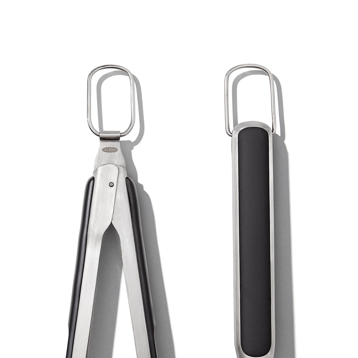 OXO Outdoor 3-Piece Grilling Tool Set, built-in bottle opener for grill-side drinks.