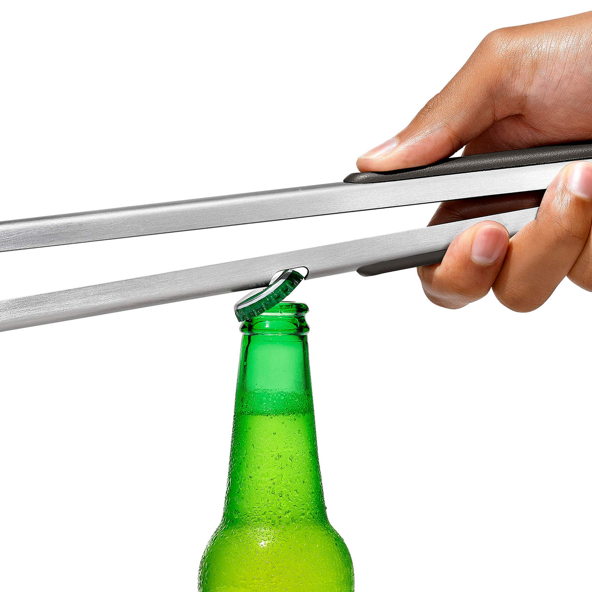 OXO Outdoor 3-Piece Grilling Tool Set, dishwasher-safe for easy cleanup.