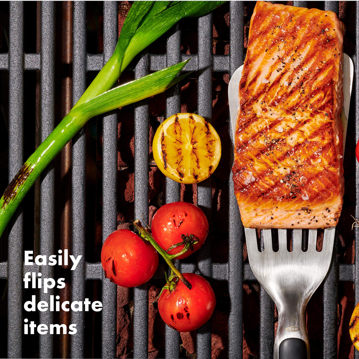 OXO Outdoor Turner stainless steel construction is dishwasher safe and durable