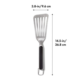 OXO Precision Turner double-bend design provides leverage for lifting foods