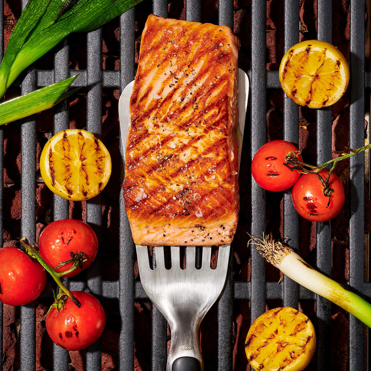 OXO Stainless steel turner shows sleek, durable design