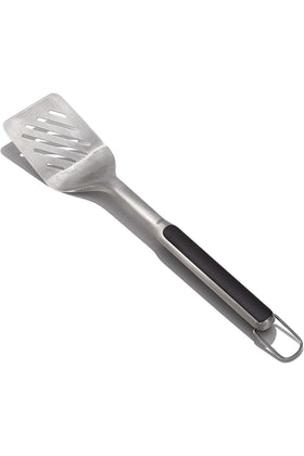 OXO Outdoor Grilling Turner with double-bend design eases burger flipping.