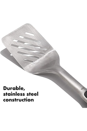 OXO Outdoor Grilling Turner featuring non-slip grips for comfortable handling.