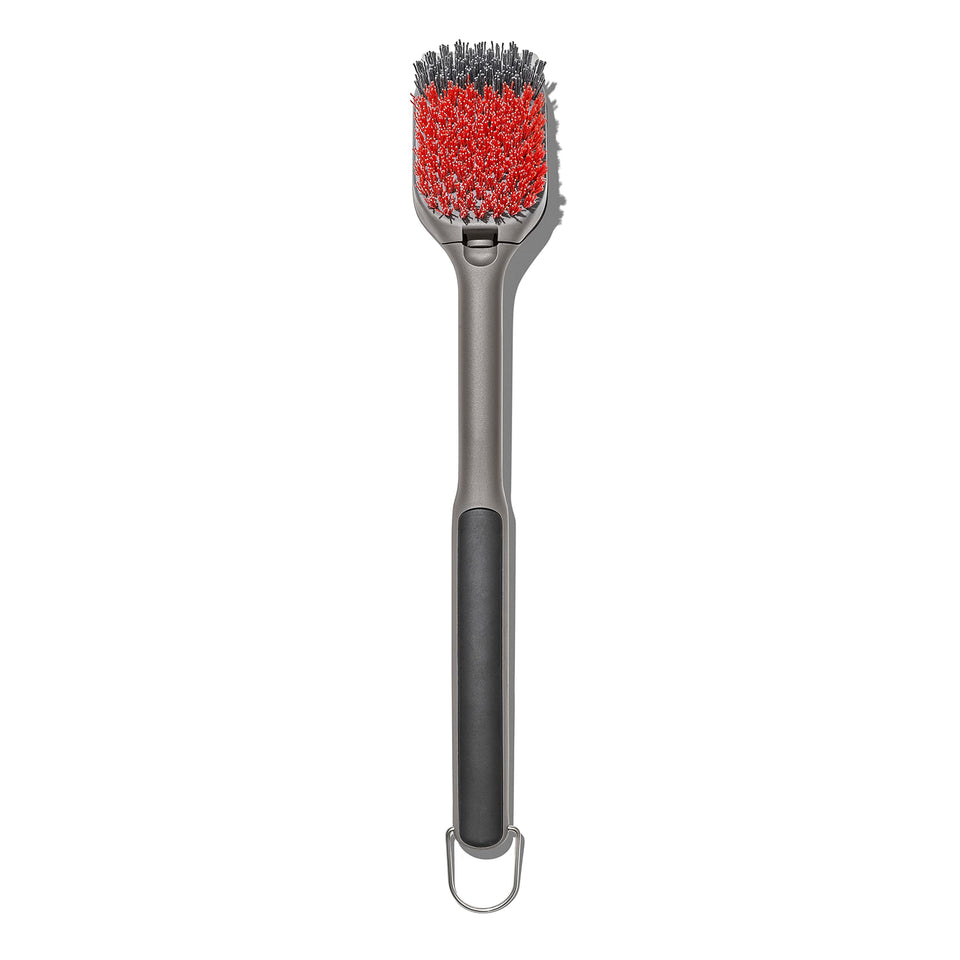 OXO Good Grips nylon grill brush overview showing cold-cleaning capability across grates.