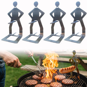 OYASUMI funny BBQ man hot dog holders enhance even cooking on the grill.
