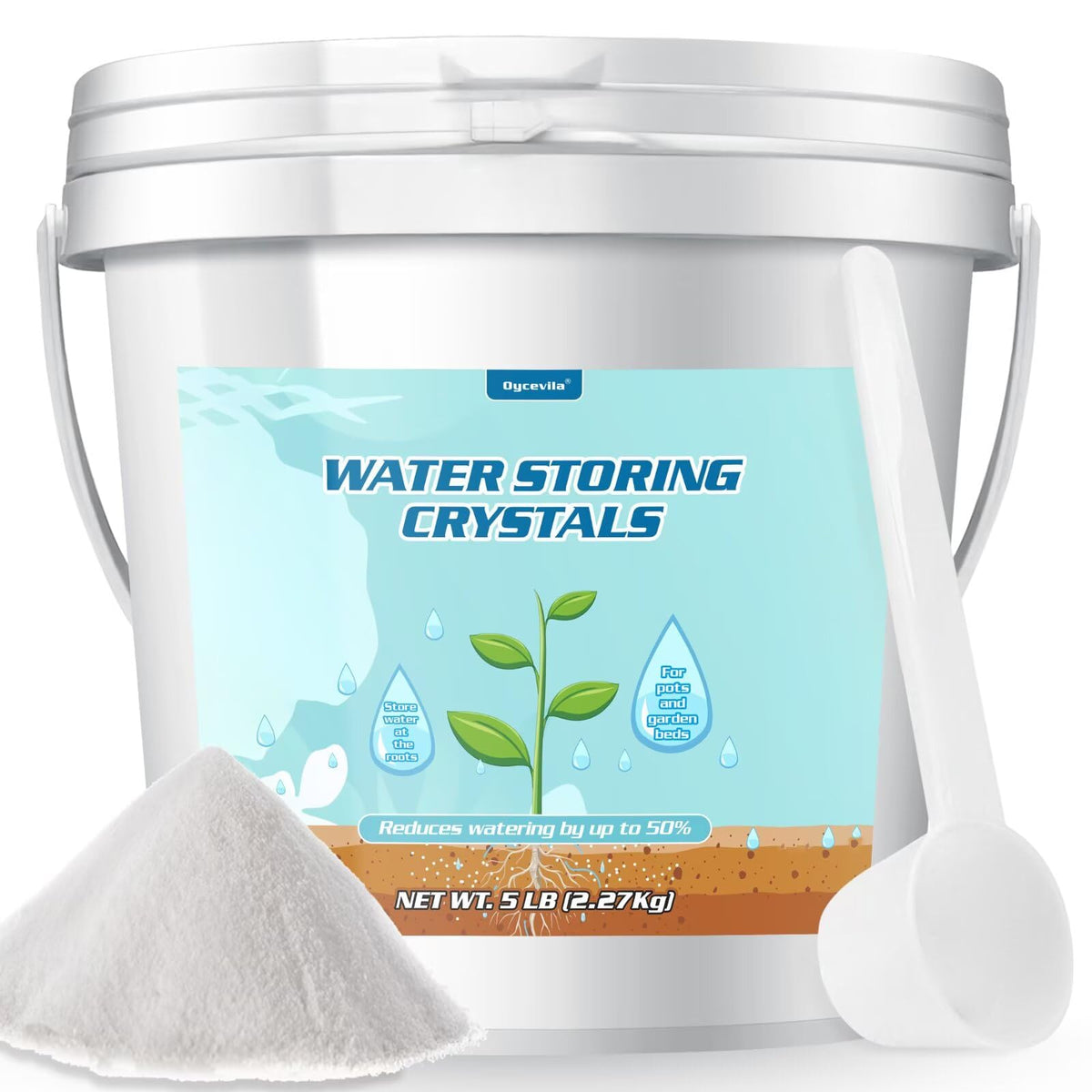 Oycevila 5lb bottle with spoon keeps soil moist for potted plants