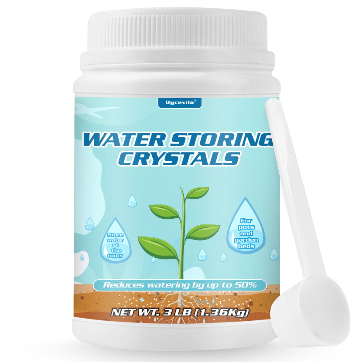 Oycevila 2lb crystals in use for effortless plant care.