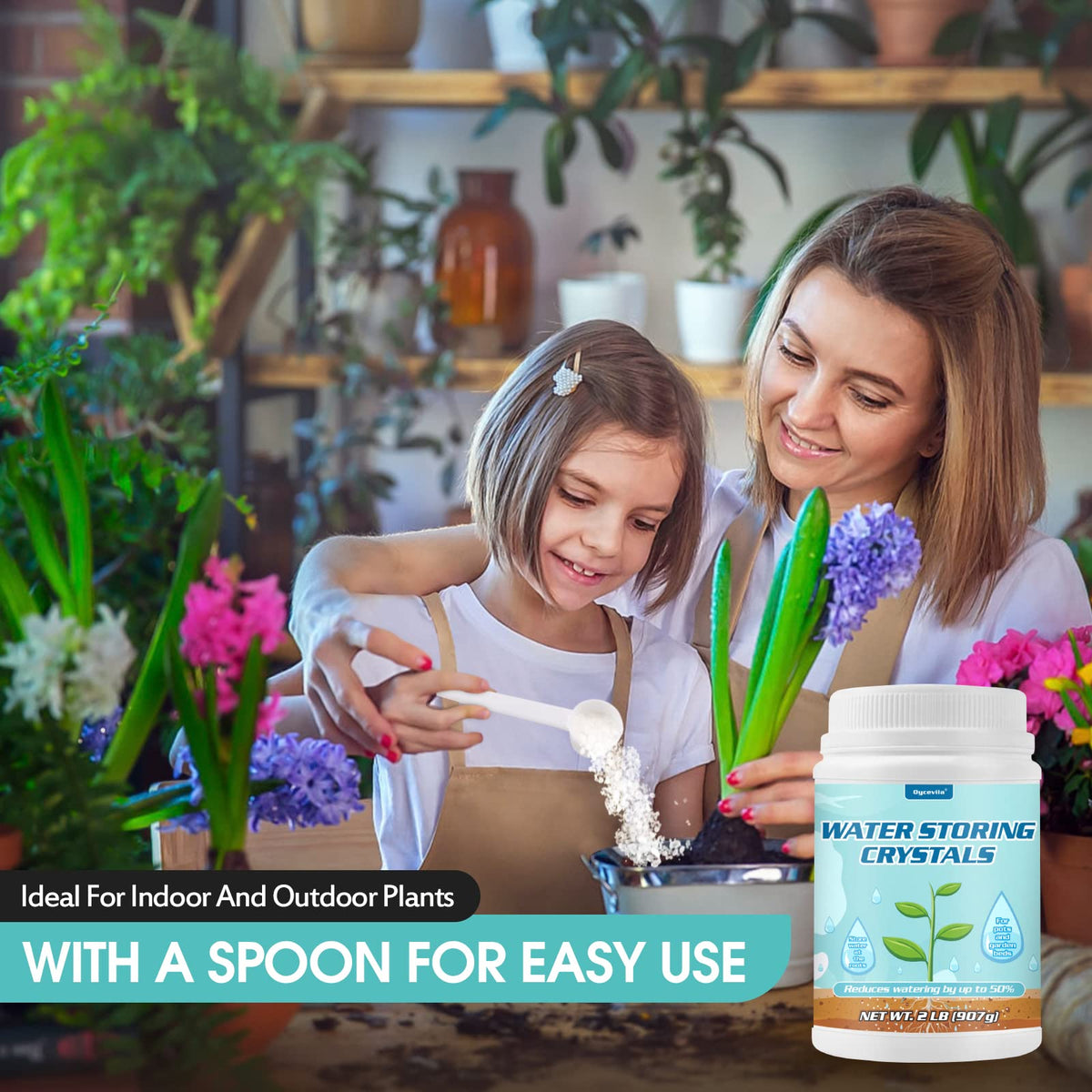 Oycevila water crystals helping drought-prone plants thrive longer.