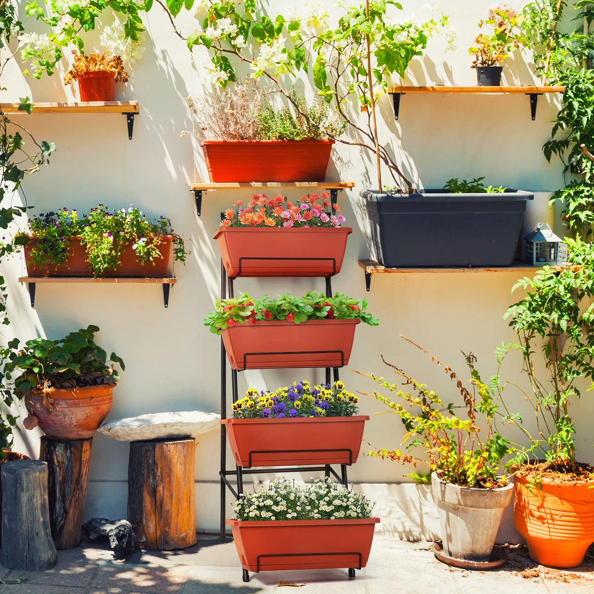 OYEAL elevated legs design keeps planter off ground for better drainage.