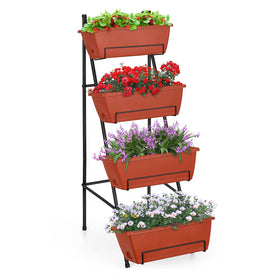OYEAL four-tier vertical garden bed enables space-saving herb and flower cultivation.
