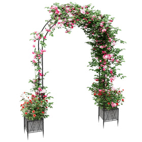 OYEAL garden arch arbor with planter boxes for vertical gardening