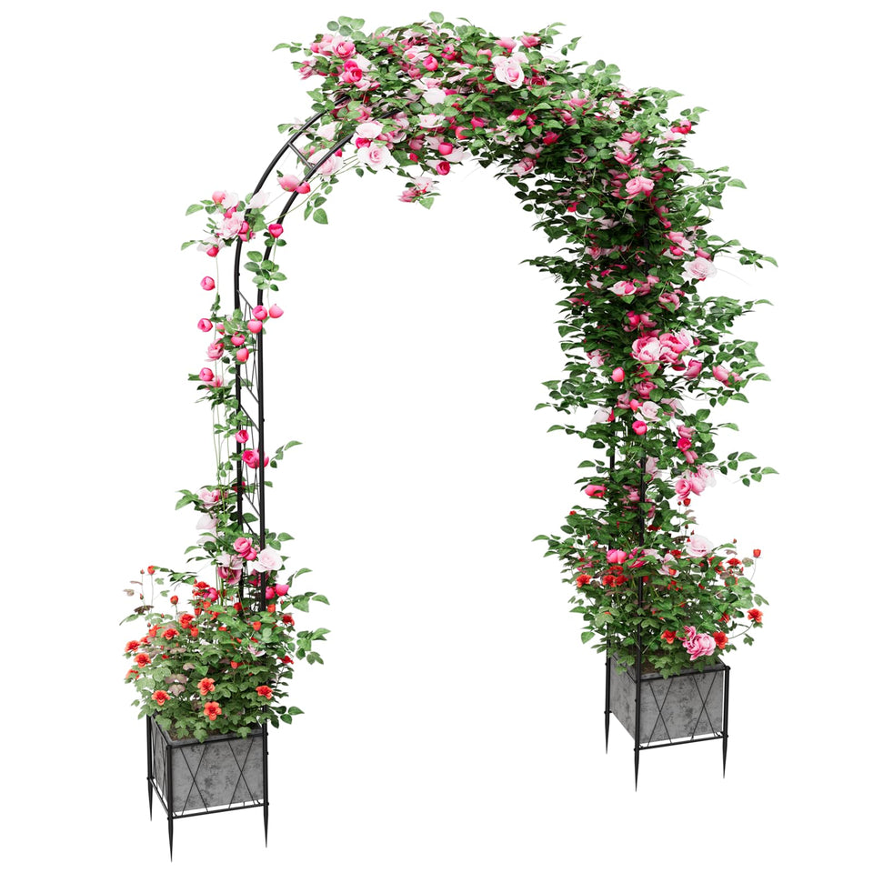 OYEAL garden arch arbor with planter boxes for vertical gardening