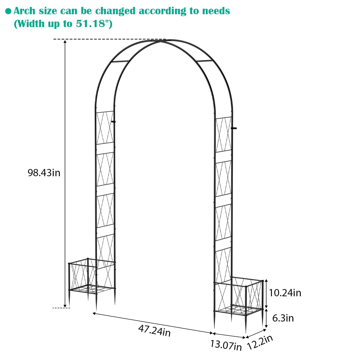 OYEAL metal arch with stable frame and ground stakes for outdoor durability