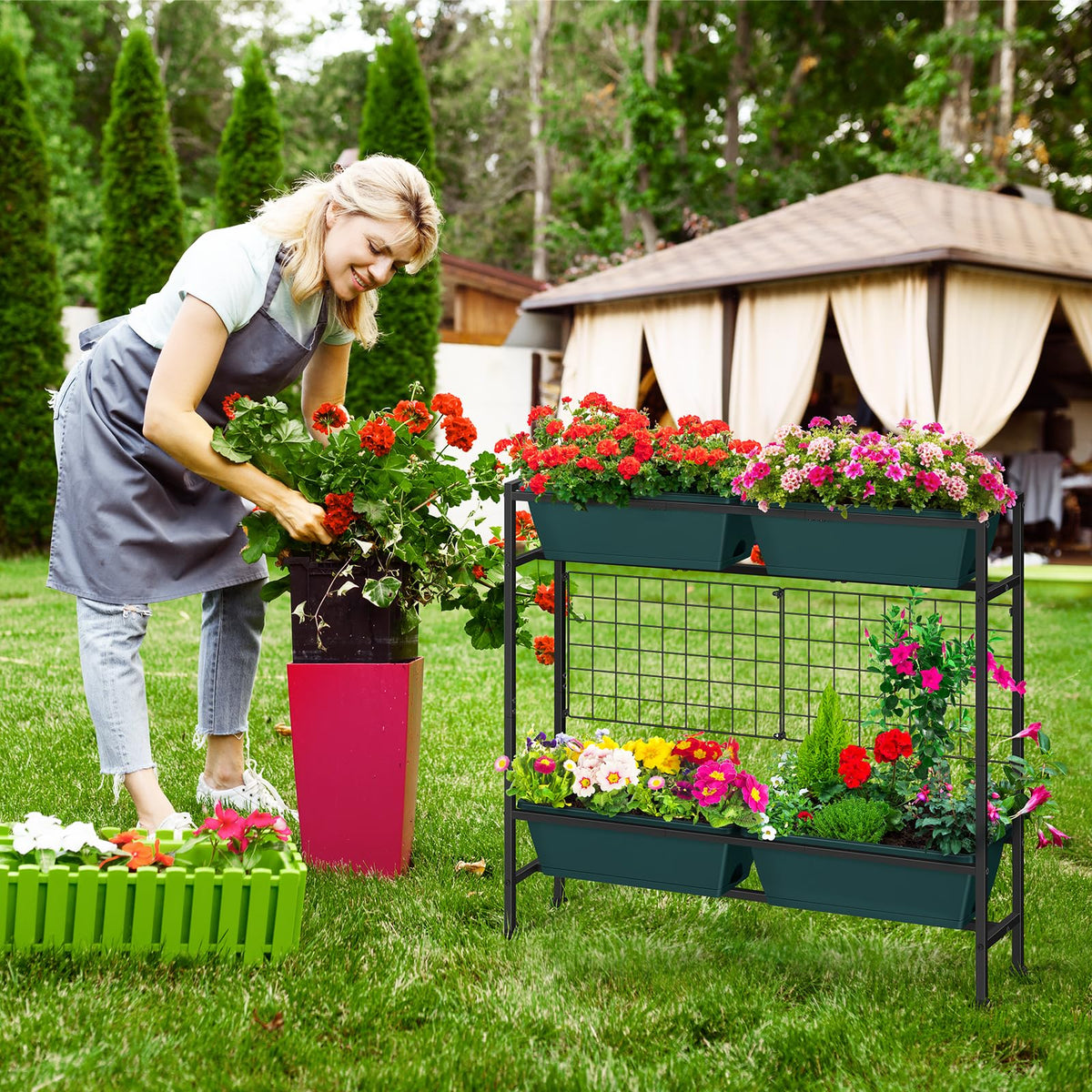 OYEAL weatherproof metal frame provides sturdy support in all seasons.