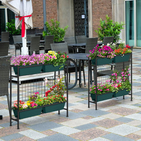 OYEAL trellis-supported planters help climbing plants like tomatoes and strawberries.
