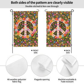 Oyebn Flowers of Peace flag, back view showing double-sided clarity for outdoor visibility