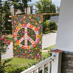 Oyebn Flowers of Peace flag on garden fence, ideal for welcoming guests