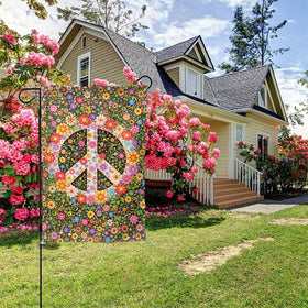 Oyebn Flowers of Peace flag on porch, adds curb appeal
