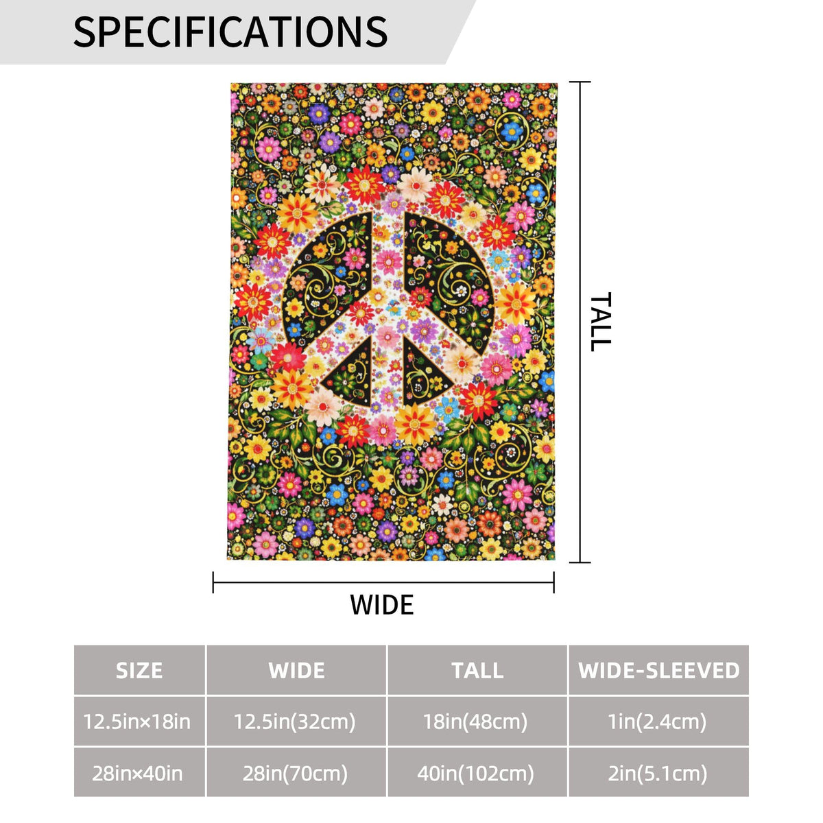 Oyebn Flowers of Peace flag fluttering in wind, durable polyester for outdoor use