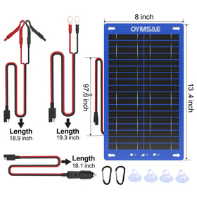 OYMSAE 12W solar charger battery connection cable enables easy setup