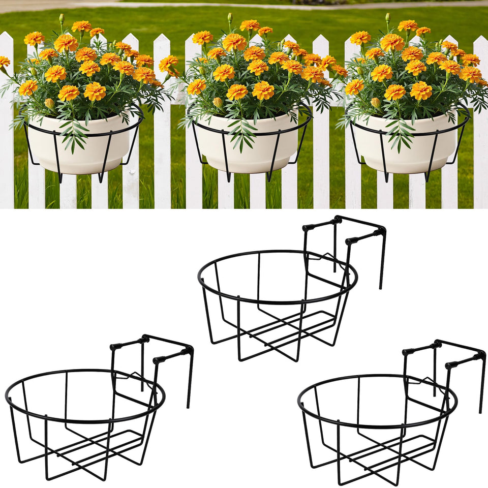 OYMVEKIK adjustable hanging railing planter 3-pack on a balcony railing, ideal for space-saving gardening