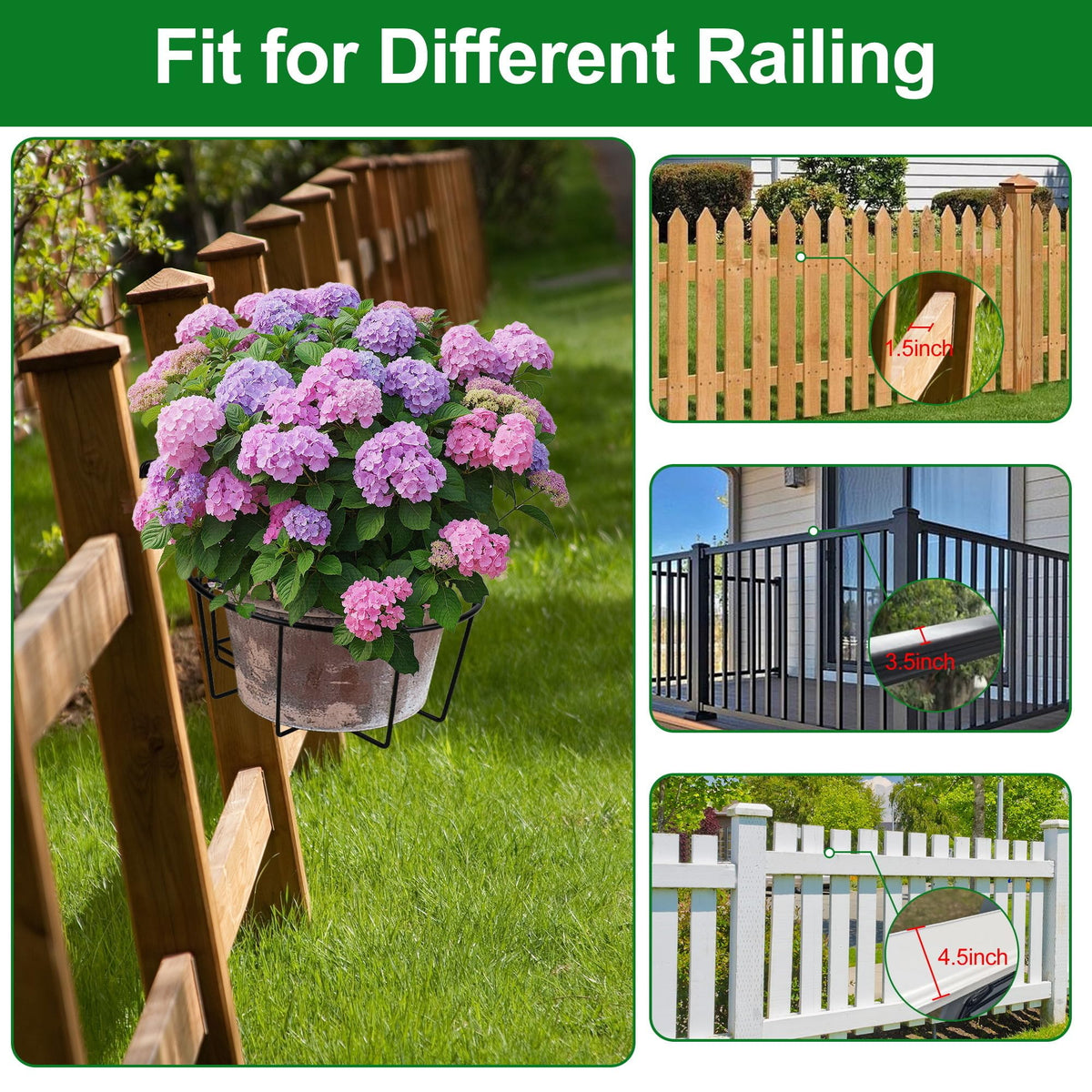 OYMVEKIK railing planter with three-length hooks, versatile for balconies or indoor displays