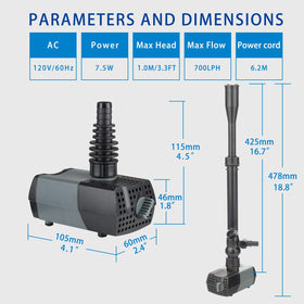 OYO WATER pond pump with adjustable flow for fountain and circulation.