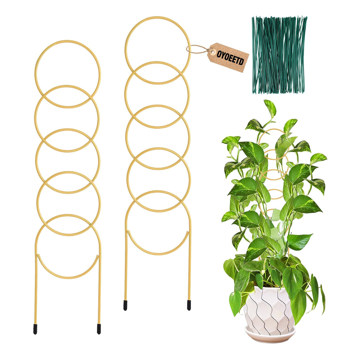 OYOEETD 17.5-inch indoor plant trellis supports vines and keeps growth organized.