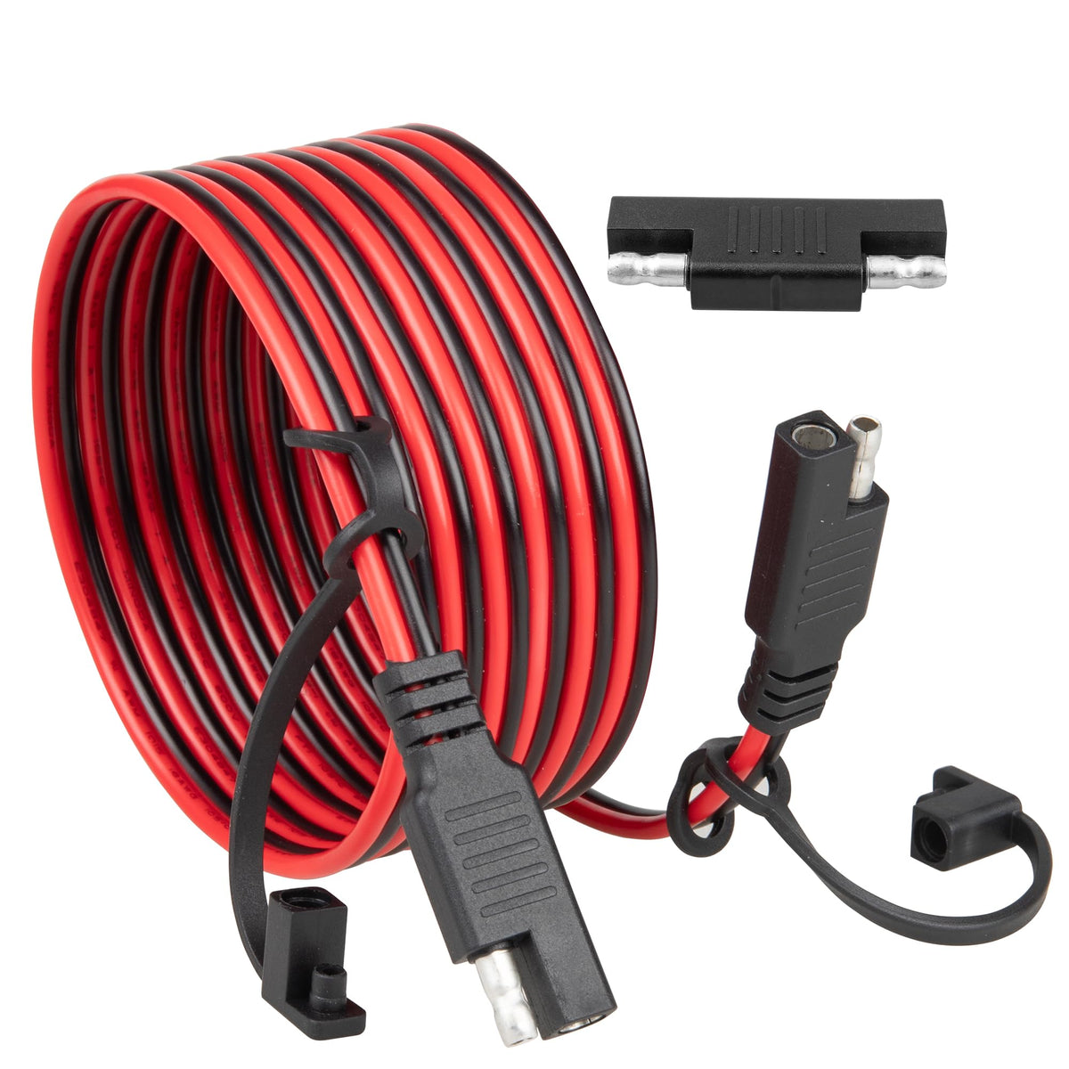 Oyviny 6ft SAE extension cable with red positive and black negative conductors for reliable power transfer.