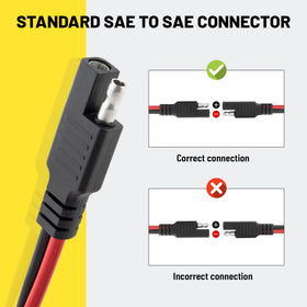 Oyviny SAE extension cable red positive and black negative for polarity-safe connections
