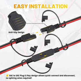 Oyviny 12V equipment connection suitable for boats, motorcycles, and ATVs.