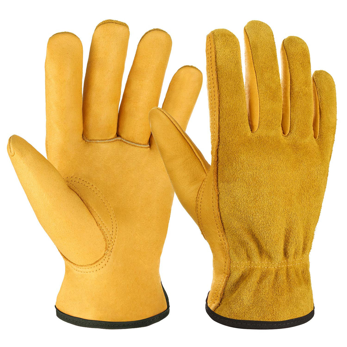 OZERO Leather Work Gloves with flex grip for precise tool handling