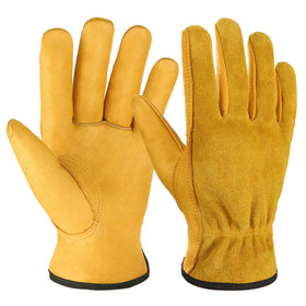 OZERO Leather Work Gloves with flex grip for precise tool handling