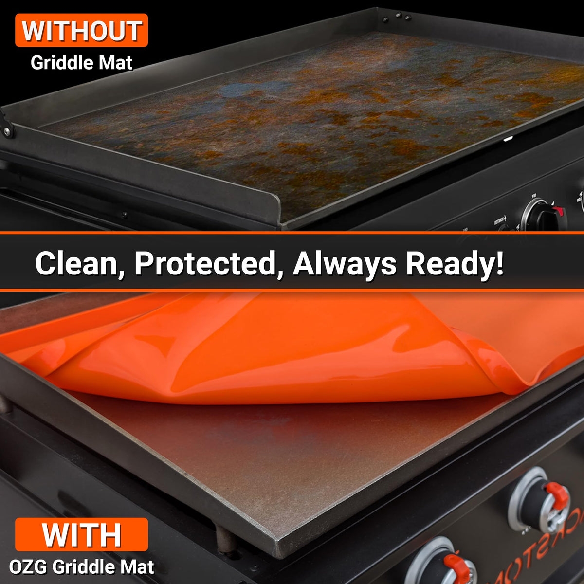 OZG silicone griddle cover full-coverage shields from dust and debris