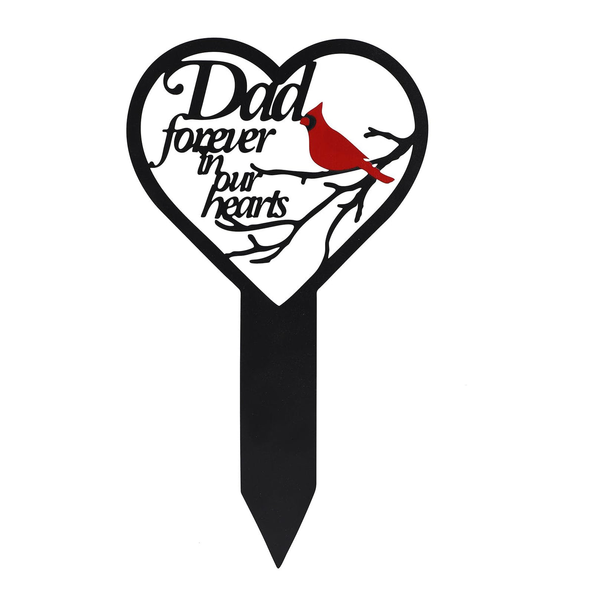 OZIO Dad heart memorial plaque stake, heart shape outdoor grave marker to honor Dad