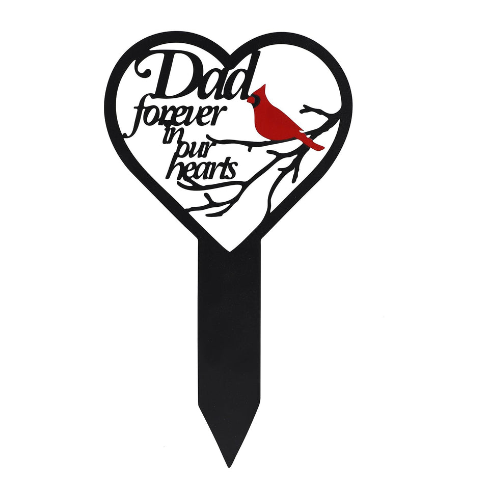 OZIO Dad heart memorial plaque stake, heart shape outdoor grave marker to honor Dad