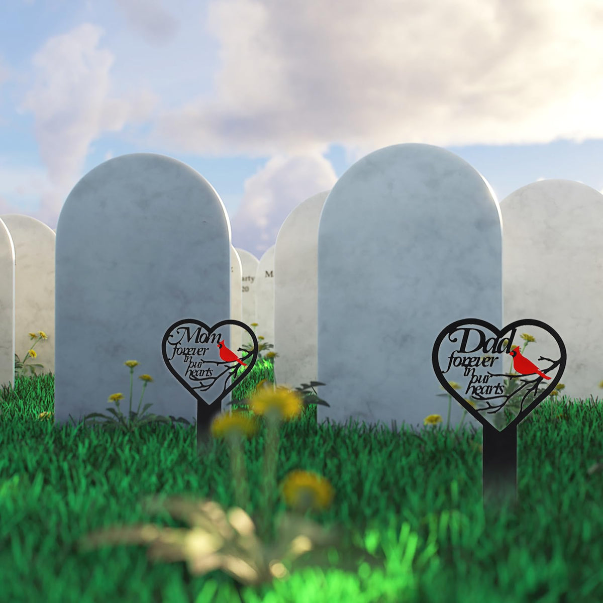 OZIO easy-install grave marker stake, quick setup for durable outdoor display