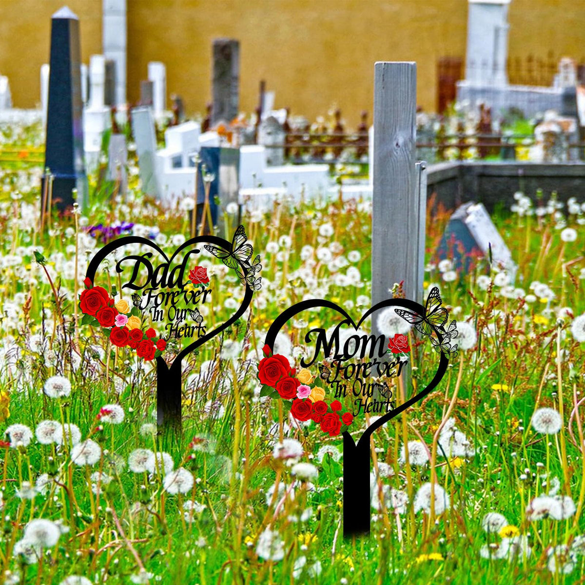 OZIO grave marker metal stake suitable for garden or cemetery.