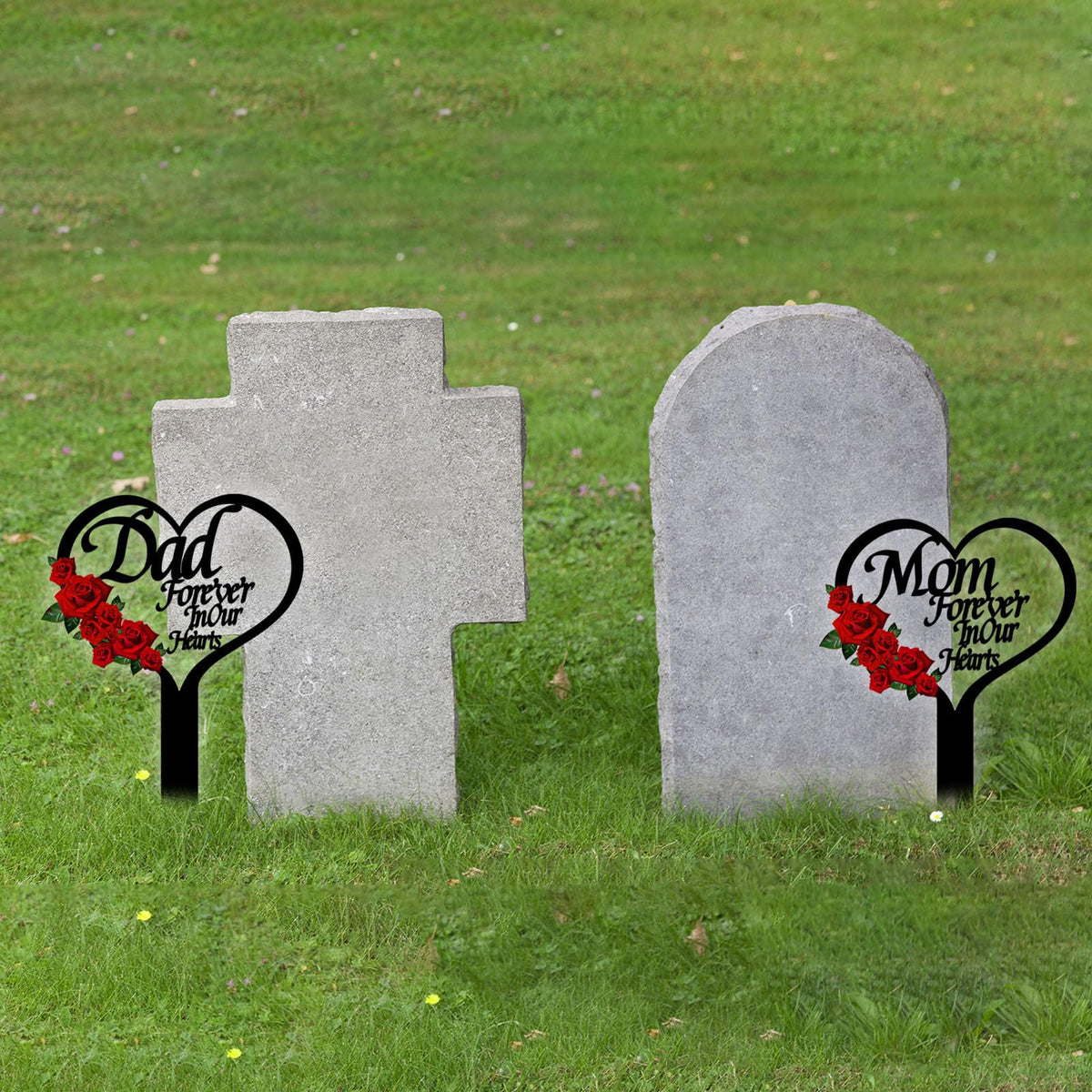 OZIO heart-shaped memorial plaque for gravesites and garden decor.