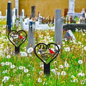 OZIO heart-shaped outdoor memorial plaque, elegant cemetery decor for remembrance