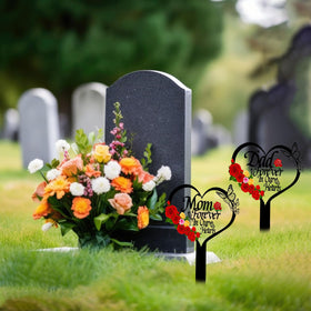OZIO memorial plaque with colorful flowers, durable garden memorial.