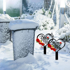 OZIO outdoor memorial stake closeup highlighting sturdy metal construction.