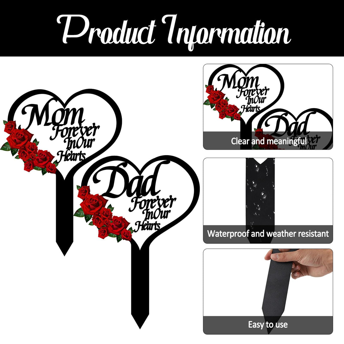 OZIO weatherproof metal sign for yard and cemetery memorials.