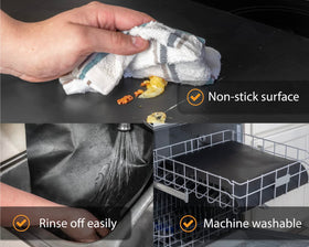 Linda's Essentials mats being cleaned on a top rack in a dishwasher