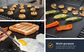 Linda's Essentials mats prevent food from sticking and messes on grill grates