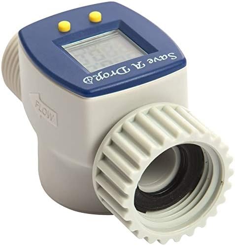 P3 Save a Drop blue water flow meter front view with clear LCD for easy readings.